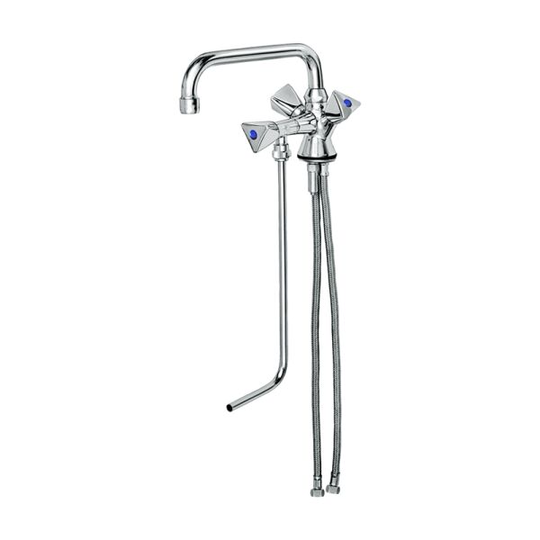 Mixer taps with flush pipe connection