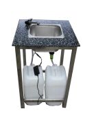 Stainless steel / PE flushing stand for use without a permanent water connection