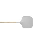 Pizza peel with a short wooden handle
