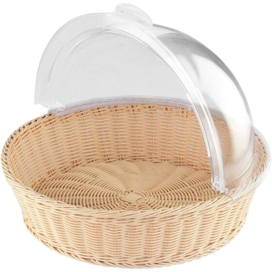Bread basket with roll-top lid, round