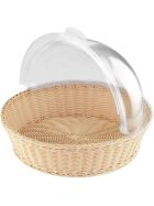Bread basket with roll-top lid, round