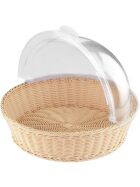 Bread basket with roll-top lid, round