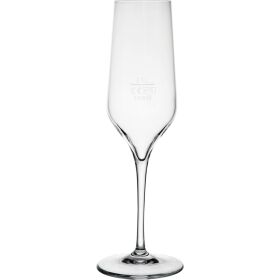 Champagne glass with calibration mark at 0.1 liter