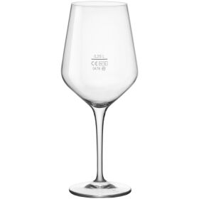 Wine glass with calibration mark at 0.25 liters