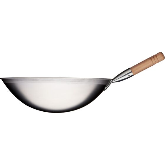 Wok pan brushed stainless steel, handle length 200 mm