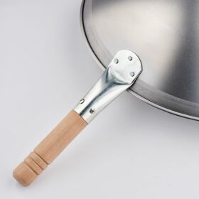 Wok pan brushed stainless steel, handle length 200 mm
