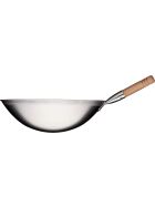 Wok pan brushed stainless steel, handle length 200 mm