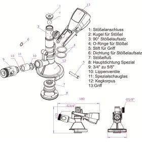 Flach Zapfkopf Ausgang seitlich mit geringer Aufbauhöhe