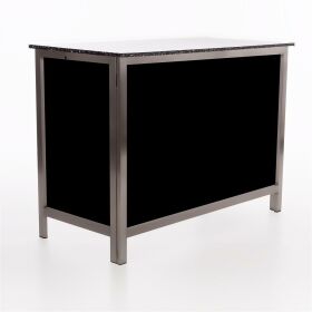 Folding counter made of stainless steel with PE surface 1.25m Black Stracciatella