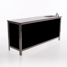 Folding counter made of stainless steel with PE surface, 1.5 m, black Foamlite black
