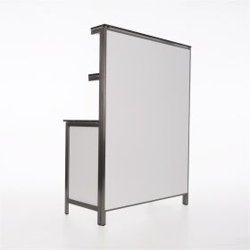 Foldable stainless steel - rear buffet 1.25m with white PE black / white curtain