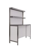 Foldable stainless steel - rear buffet 1.25m with white PE black / white curtain