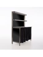 Foldable stainless steel rear buffet 1.25 m with black PE curtain black / white