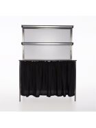 Foldable stainless steel - rear buffet 1.25m with black curtain stracciatella