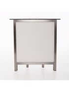 Corner piece for GDW folding counter made of stainless steel, white stracciatella