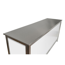 Delivery counter with stainless steel surface (smooth) 1.25m 0.6m stainless steel white