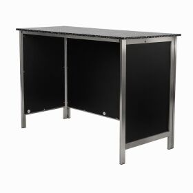 Ausgabetheke mit Edelstahloberfläche (glatt) 1,5m 0,6m Edelstahlunterfütterung Schwarz