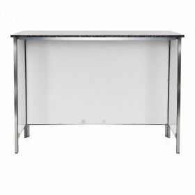 Serving counter with stainless steel surface (smooth) 1.5 m 0.7 m Wooden base White