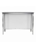 Serving counter with stainless steel surface (smooth) 1.5 m 0.7 m Wooden base White