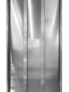 Serving counter with stainless steel surface (smooth) 1.5 m 0.7 m Wooden base White