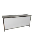 Distribution counter with stainless steel surface (smooth) 1.5m 0.7m wood black
