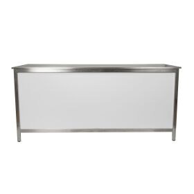 Delivery counter with stainless steel surface (smooth) 2m 0.6m wood white