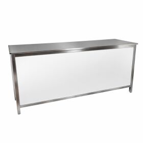 Ausgabetheke mit Edelstahloberfläche (glatt) 2m 0,6m Holzunterfütterung Schwarz