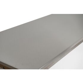 Delivery counter with stainless steel surface (smooth) 2m 0.7m wood white