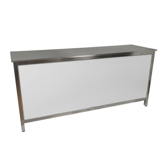 Delivery counter with stainless steel surface (smooth) 2m 0.7m stainless steel white