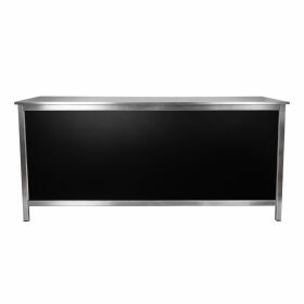 Serving counter with stainless steel surface (smooth) 2m 0.7m Stainless steel backing White