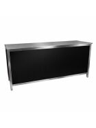 Serving counter with stainless steel surface (smooth) 2m 0.7m Stainless steel backing White