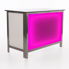 Folding counter made of stainless steel with PE surface & LED light box 1.25 m Foamlite white