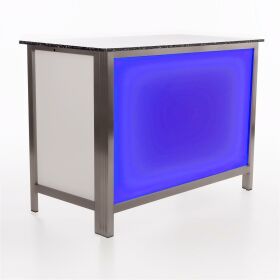 Folding counter made of stainless steel with PE surface & LED light box 1.25m PE black / white