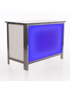 Folding counter made of stainless steel with PE surface & LED light box 1.25m PE black / white