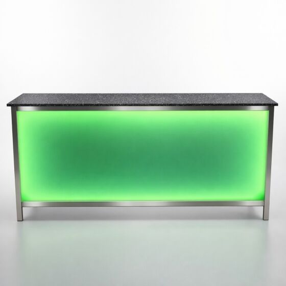 Folding counter made of stainless steel with PE surface & LED light box 1.5 m Foamlite Black