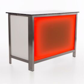 Folding counter made of stainless steel with PE surface & LED light box 1.5m Foamlite black