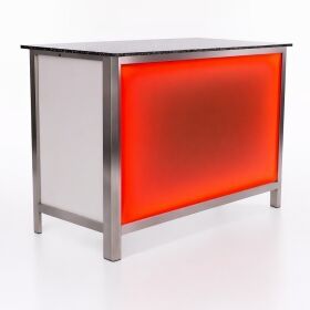 Folding counter made of stainless steel with PE surface & LED light box 1.5 m Foamlite Black