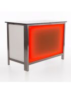 Folding counter made of stainless steel with PE surface & LED light box 1.5m Foamlite black