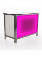 Folding counter made of stainless steel with PE surface & LED light box 1.5m Foamlite white