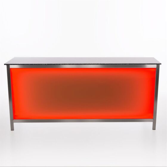 Folding counter made of stainless steel with PE surface & LED light box 2m PE black / white