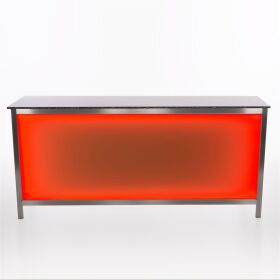 Folding counter made of stainless steel with PE surface & LED light box 2m PE black / white