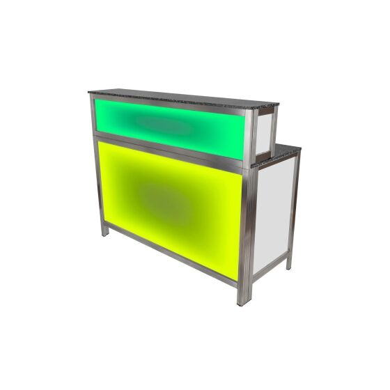 Multitheke Klapptheke & Baraufsatz  mit LED Leuchtkasten 2m PE Schwarz/Weiß
