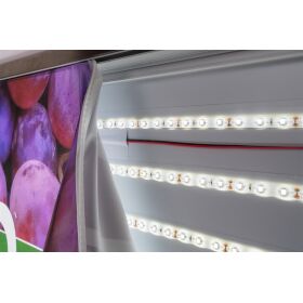 Folding counter with LED backlit panel & print, 1.5 m, PE, black/white