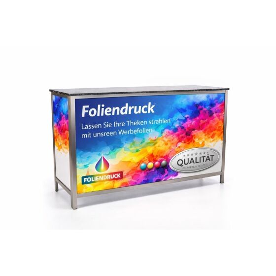 Digital-Frontdruck Edelstahltheke 2m Front & Seiten