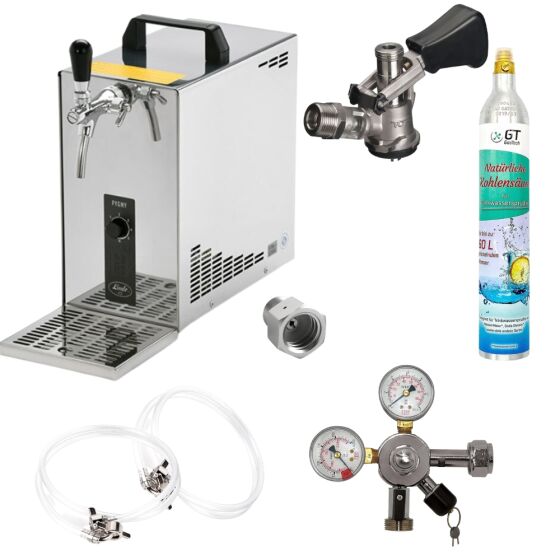 Stainless steel dispenser 30 L / h from Lindr complete set with CO², clock, hoses and Keg Köpikeg (D) 425g soda