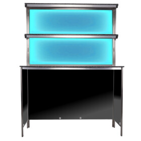 Foldable LED rear buffet 1.25m with white PE black / white curtain