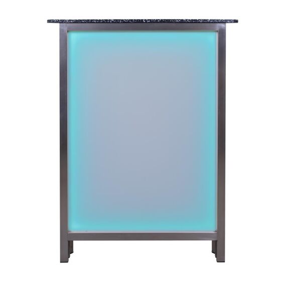 45° corner piece for long drink counters with LED RGB light box, front white, foamlite black
