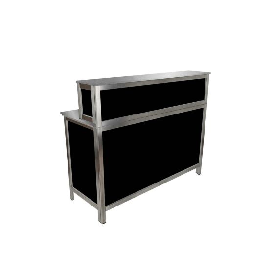 Multi-counter folding counter with bar top and stainless steel work surfaces 2m fronts black