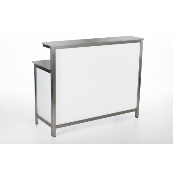 GDW long drink counter with stainless steel worktops 1.25m white