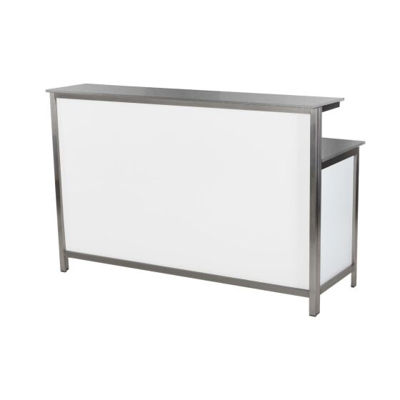 GDW long drink counter with stainless steel worktops 2m white